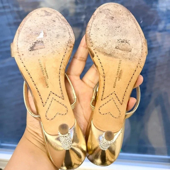 🌺SOPHIA WEBSTER🌺 Rosalind Metallic Crystal-Heel Sandals size 37 - Picture 17 of 17